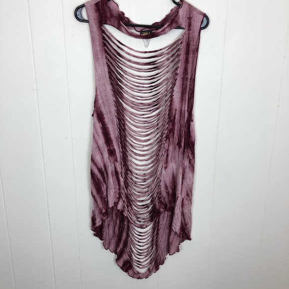 Glitz Tie Dye Cut Out Tank Sz M - Picture 2 of 9